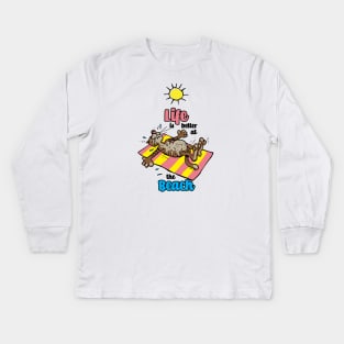 Summer Tiger, Life is Better at the Beach Kids Long Sleeve T-Shirt